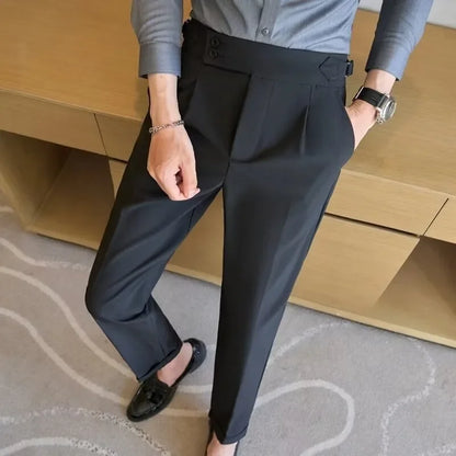 Business Casual Men's Suit Pants Breathable Versatile Korean Style Lightweight Luxury West Pants for Office Work Slim Fit