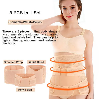 3In1 Corset Postpartum Band Pregnant Women Tummy Belly Peis Belt Wrap Waist Trainer Recovery Bandage Strap Body Shaper