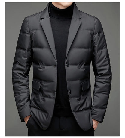 Winter New Style 90 White Duck Down Men's High-End Quality Scarf Collar Casual Suit Jacket