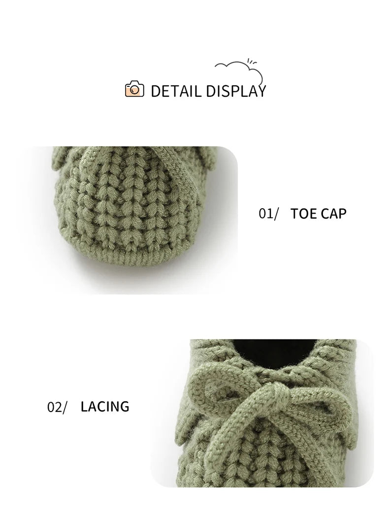 Baby Shoes Knitted Infant Child Bed Footwear 0-18M Cute Turn-down Breathable Newborn Boys Girls Walk Boots Fashion Solid Bandage