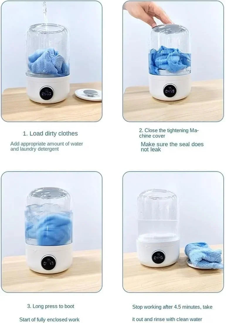 Wireless Washing Machine Portable Underwear Cleaner 1L Mini Socks Washing Machine Dehydratable Laundry Bucket