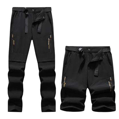 Men's 2 in 1 Convertible Hiking Pant Quick Dry Elastic Outdoor Running Cargo Trouser Summer Waterproof Fishing Camping Plus Size