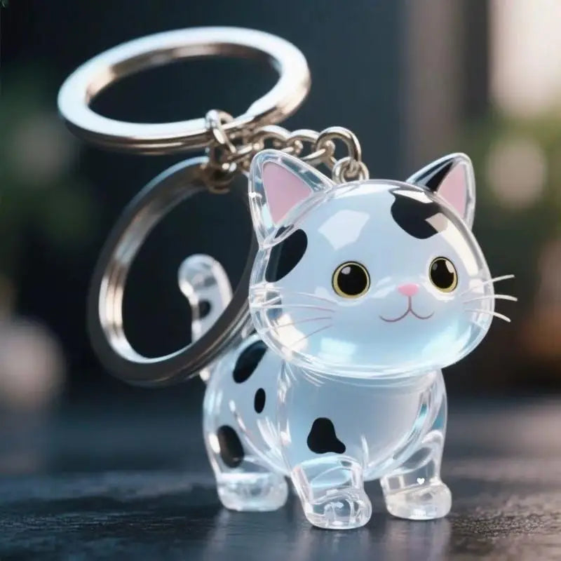 Cute Animal Fur Capsule Keychain, Transparent Cat Hair Bag Pendant, Souvenir Collection and Gift Decorative Accessory