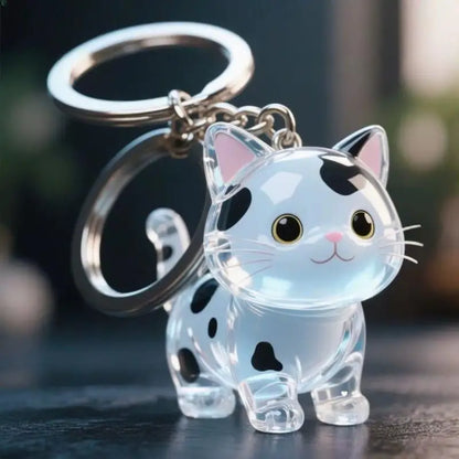 Cute Animal Fur Capsule Keychain, Transparent Cat Hair Bag Pendant, Souvenir Collection and Gift Decorative Accessory
