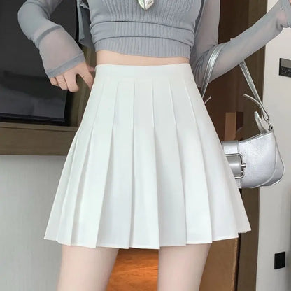 Preppy Style Women Pleated Skirt High Waist A-Line Mini Skirt School Girl Skirt JK Uniform Skirt Skater Skirt Black Plus Size