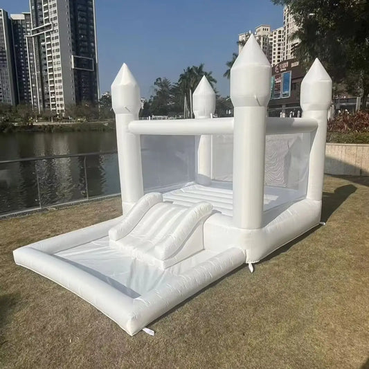 Oxford Jumping Bouncy Castle Bouncer for Wedding Party with Carrying Bag Repair kit Inflatable White Bounce House Professional