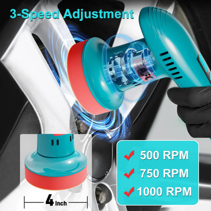 EAFC Car Polisher Handheld Wireless Polisher Car Polishing Waxing Sanding Machine Power Tool for Car Body Cleaning Waxing Repair