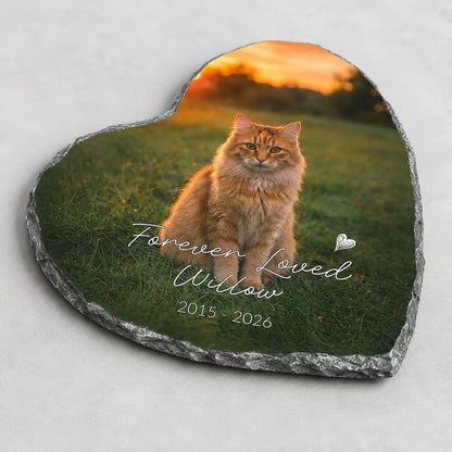Personalized Kitty Portrait Photo Slate Rock Plaque Loss‑of‑Cat Memorial Stone Outdoor Pet Grave Remembrance Souvenir Ornament