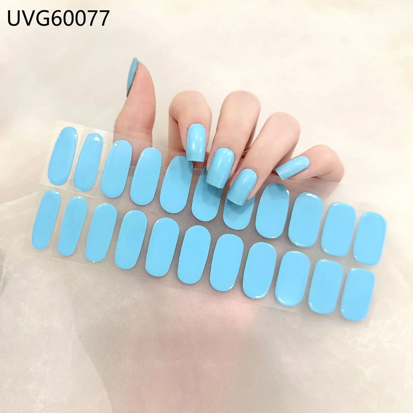 16/20/22Tips Semi-Cured Gel Nail Wraps Full Cover Manicure DIY Waterproof Long Lasting Gel Nail Stickers set for UV Lamp Need