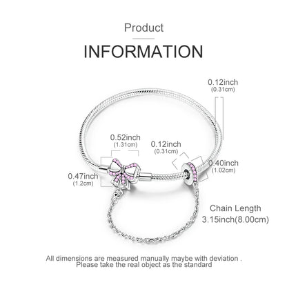Original 925 Sterling Silver Charm Bracelets Heart Clip Bead Snake Chain Bracelet Fit Charms Beads Diy For Woman Fine Jewelry