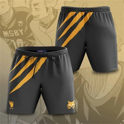 Summer Vacation Men's Cartoon Anime Haikyuu Print Drawstring Waist Board Shorts Fashion 3D Print Breathable Kids Street Shorts