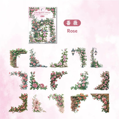 30 Pcs Flowers Corner Stickers PET sticker package DIY diary decoration sticker album scrapbooking Junk Journal