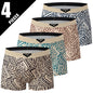 4-piece Set Of Men's Seasonal Fashionable Printed Underwear Comfortable Elastic Waist Flat Angle Pants Plus Size Casual Shorts