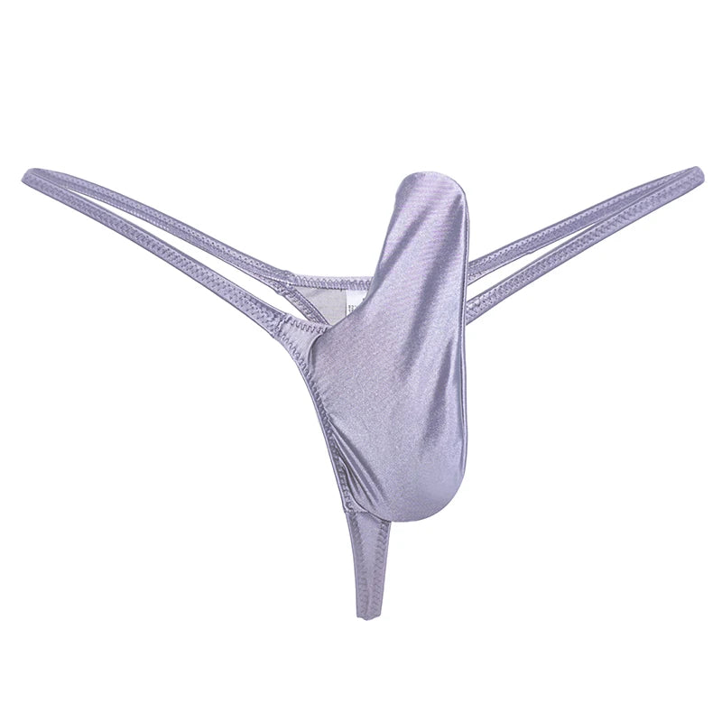 YAULAANG Sexy men's gloss gay underwear oily G-Strings thong Shiny low-waisted High Elasticity mens lingerie