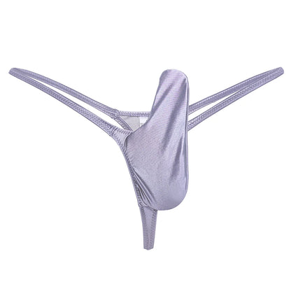 YAULAANG Sexy men's gloss gay underwear oily G-Strings thong Shiny low-waisted High Elasticity mens lingerie