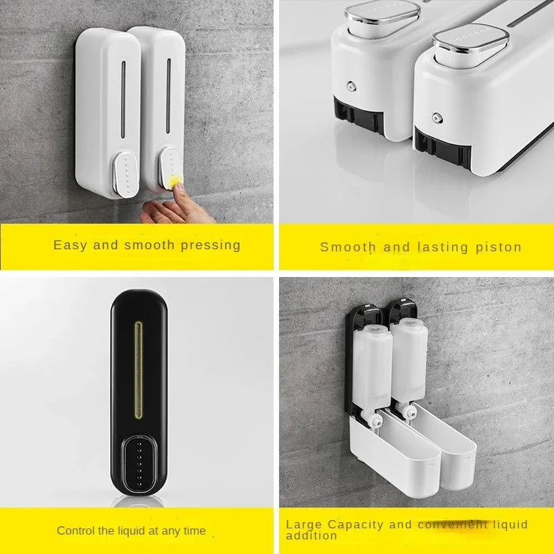 300ml Wall Mount Soap Dispenser Manual Shampoo Shower Gel Dispenser Lotion Container Liquid Hand Soap Dispenser for Bathroom