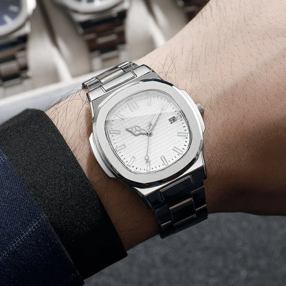 Luxury Square Men Business Watches Simple Calendar Quartz Watch for Mens Clock Reloj Hombre（Without Box）