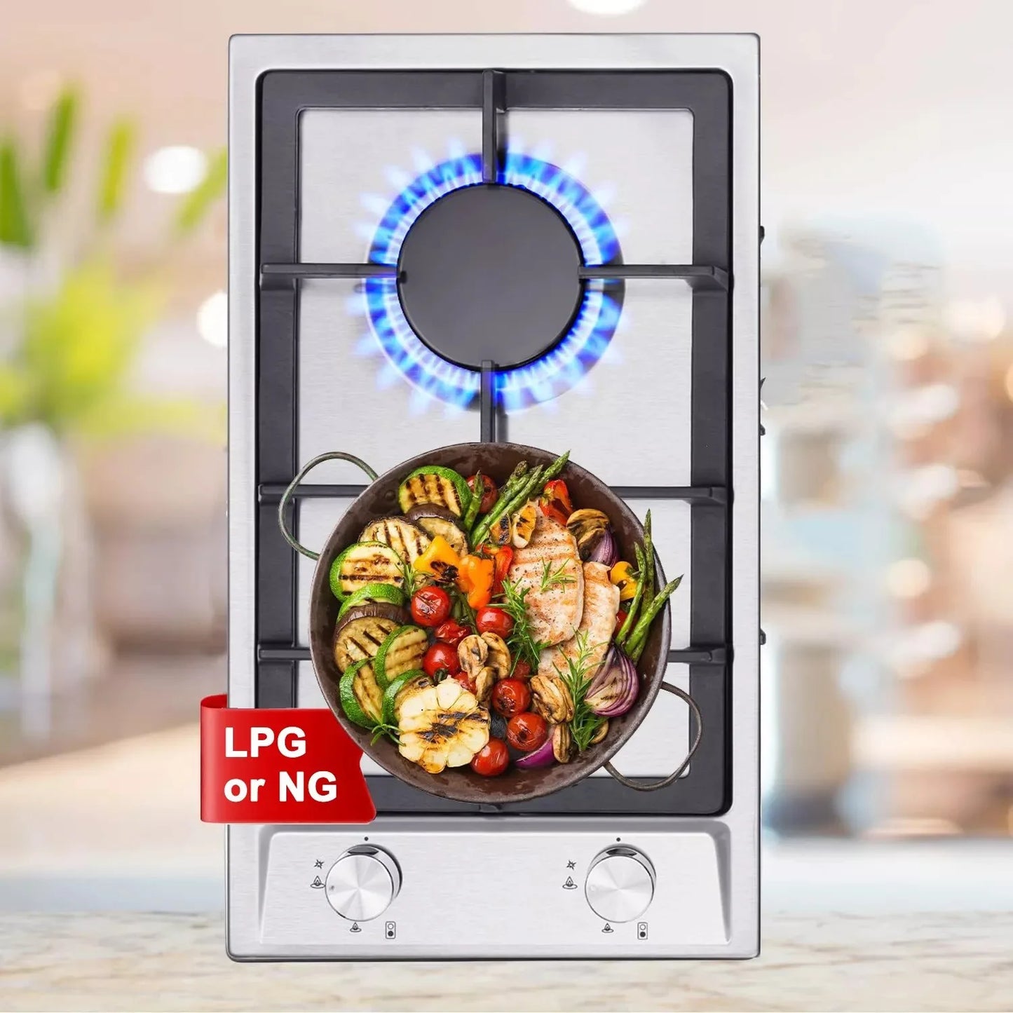 TopStrong  2-burner Stainless Steel with Automatic Flame Protection, Natural Gas Propane Built-in Gas Hob YYEUGCT-S02