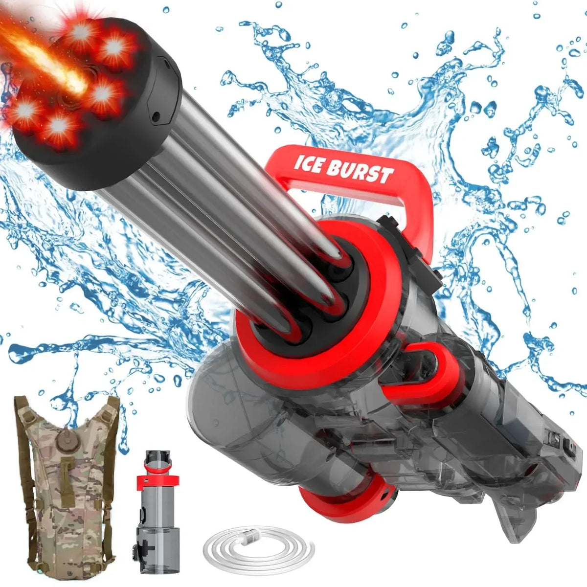 2025 The Strongest Gatling Electric Water Gun Toy, Summer Beach Pool Battle Light Shooting Water Gun Boy Adult Children Gifts