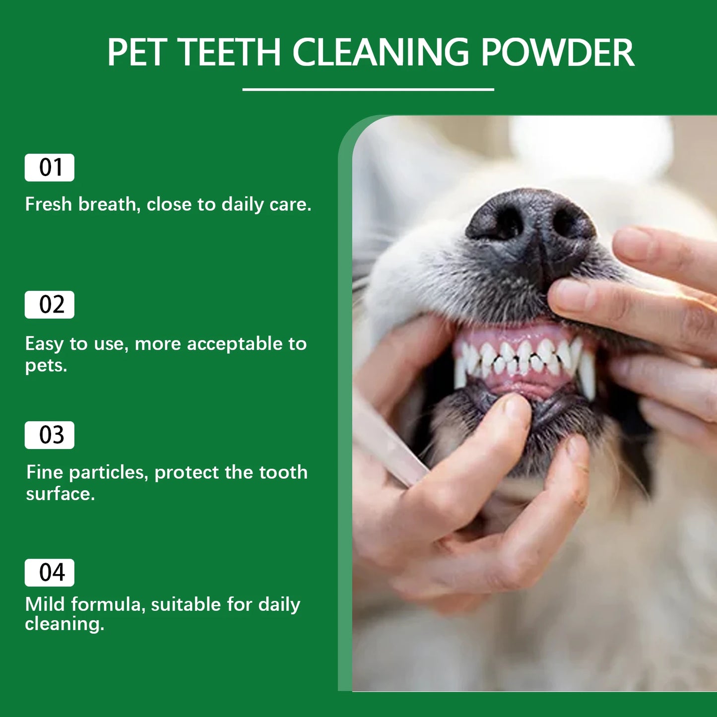 Pet Teeth Cleaning Powder for Cats Dogs Reduce Tartar Plaque Deep Clean Surface Dirt Keep Fresh Breath Oral Grooming Supplies