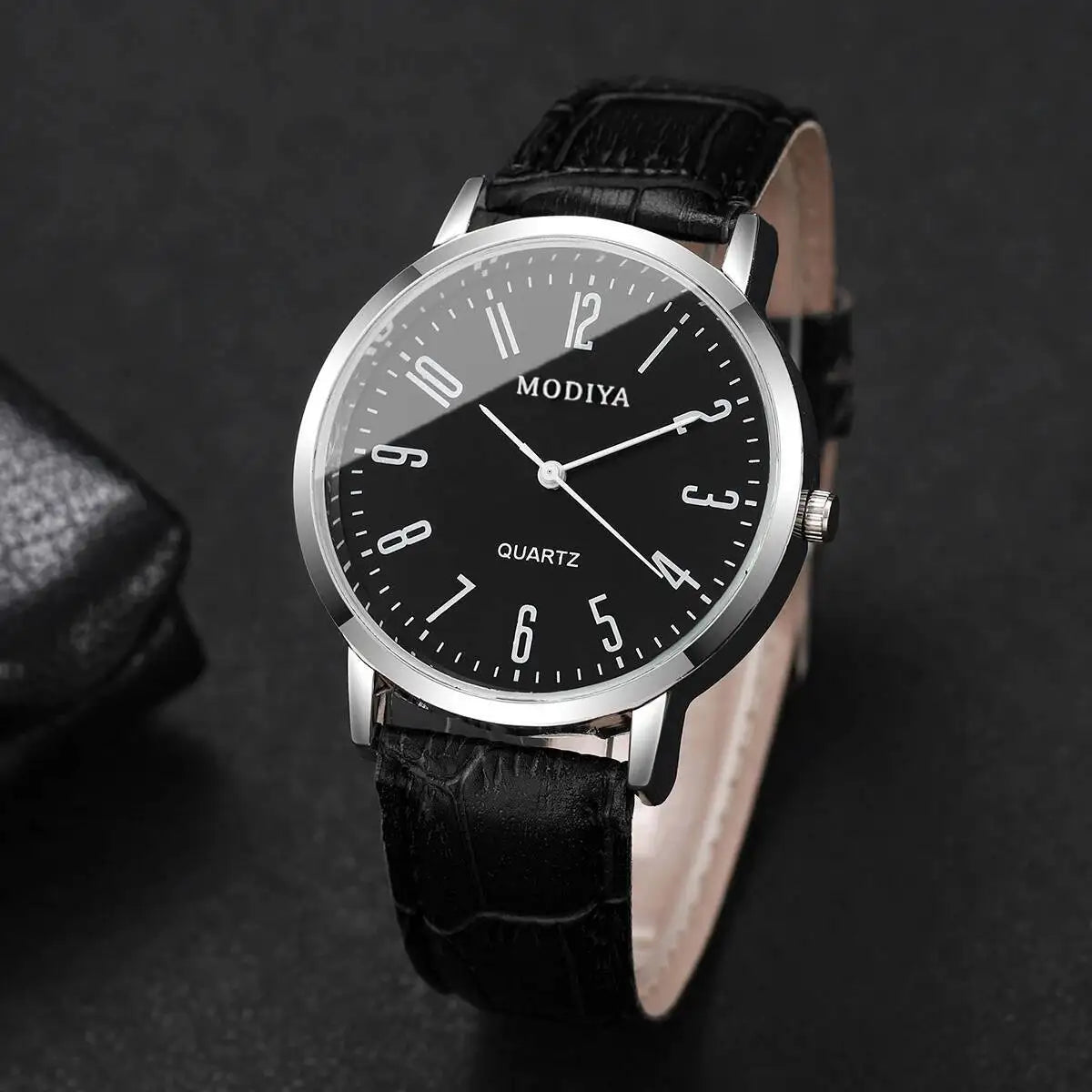 3PCS/Set Fashio Arabic Dial Men Business Watches Casual Leather Strap Quartz Wristwatches Reloj Hombre（Without Box）