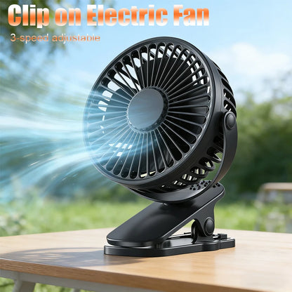 Clip Fan 3 Speed Electric fan USB Quiet Mini Home Office Desk Fans Air Cooler Outdoor Portable Cooling Clip on Fan for Strollers