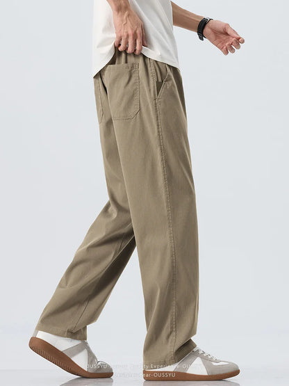 Summer Lyocell Fabric Ultra-thin Trousers Men's Loose Straight Cool Breathable Daily Sports Blue Casual Trousers Fashion Korean
