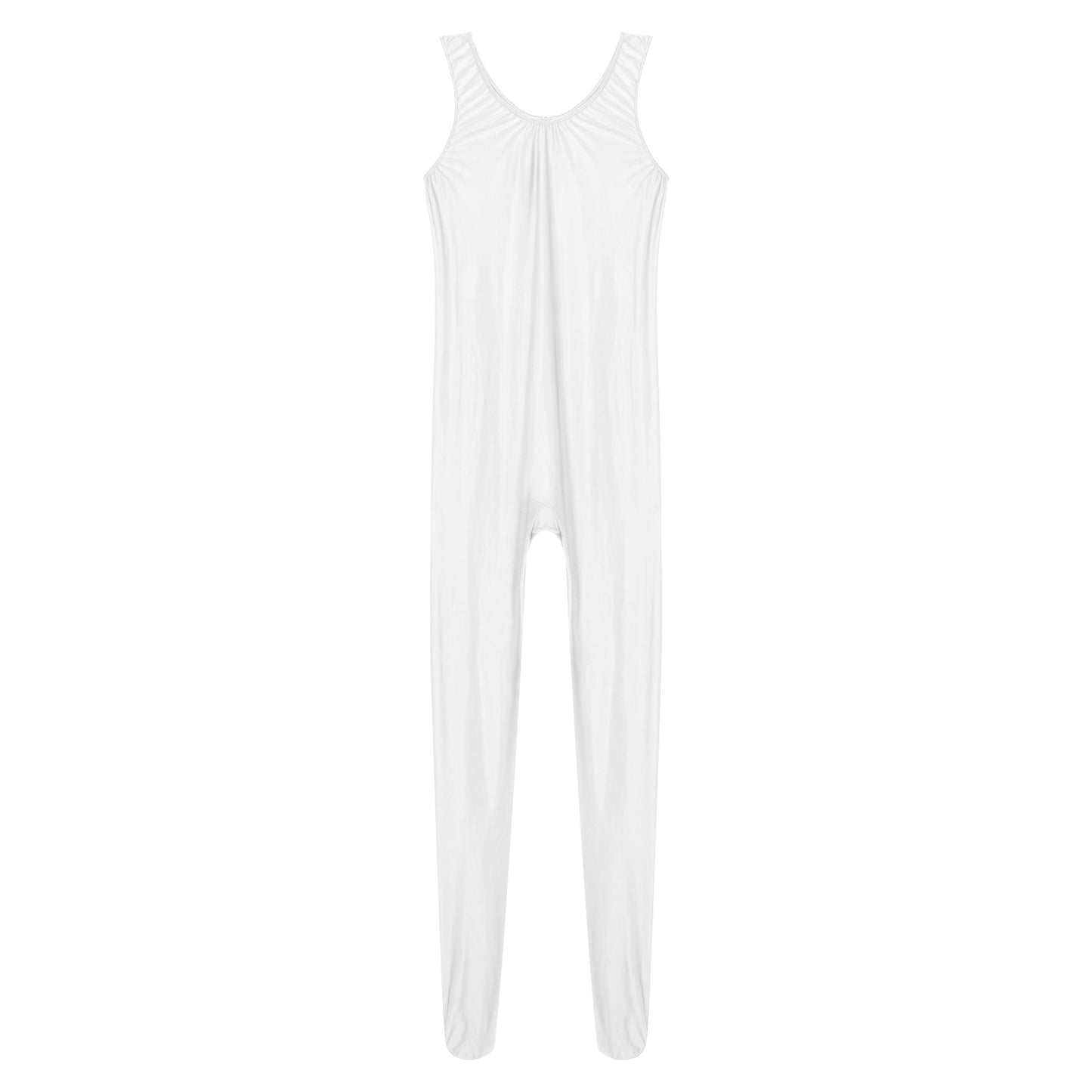 Women's Sleeveless Full Body Bodysuit Glossy Jumpsuit Gymnastics Fitness Swimming Leotard Pole Dance Costume Clubwear Lingerie