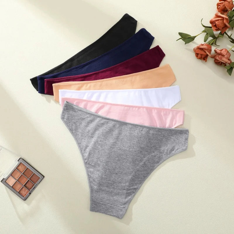 4PCS/SET Seamless Cotton Panties Women Sexy Low Waist Briefs Solid Color Breathable Female Underwear Soft  Comfortable Intimates