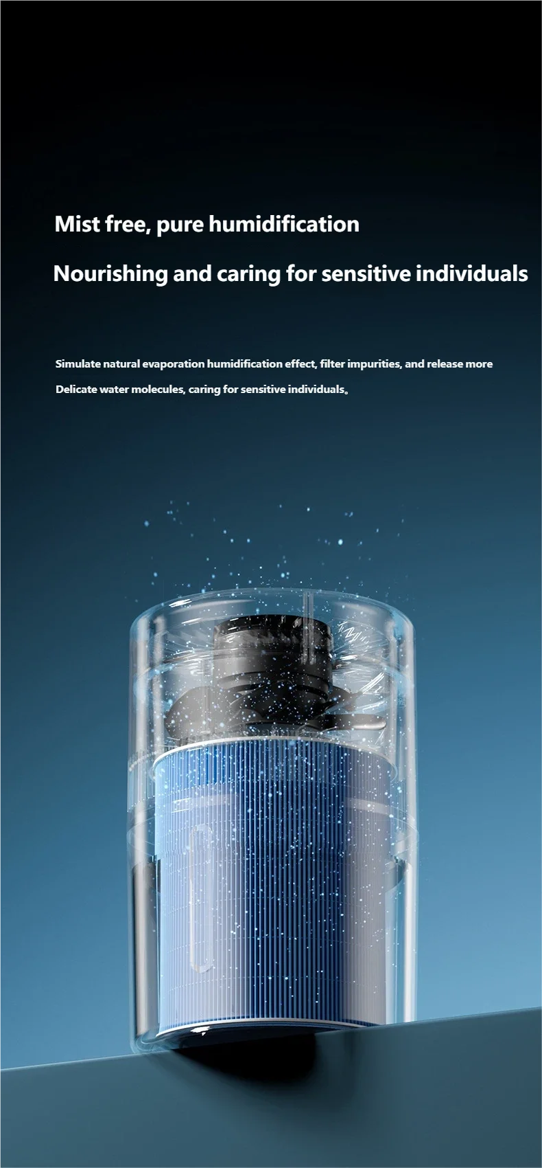 HOMEFISH Home Office Desktop Fog Free Humidifier Air Purifier for Bedroom Car - Safe for Pregnant Women Mothers Babies