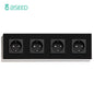 BSEED Touch Light Switch With EU USB Wall Sockets Black Wall Led Switches 1/2/3Gang 1Way Crystal Dark Blue Backlight Wall Switch