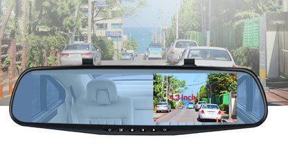 4.3 Inch 1080P Night Vision Camera Dual Lens DVR  Rearview Mirror Dashcam Car Dvr Dash Camera Car Video Recorder Auto Bluck Box