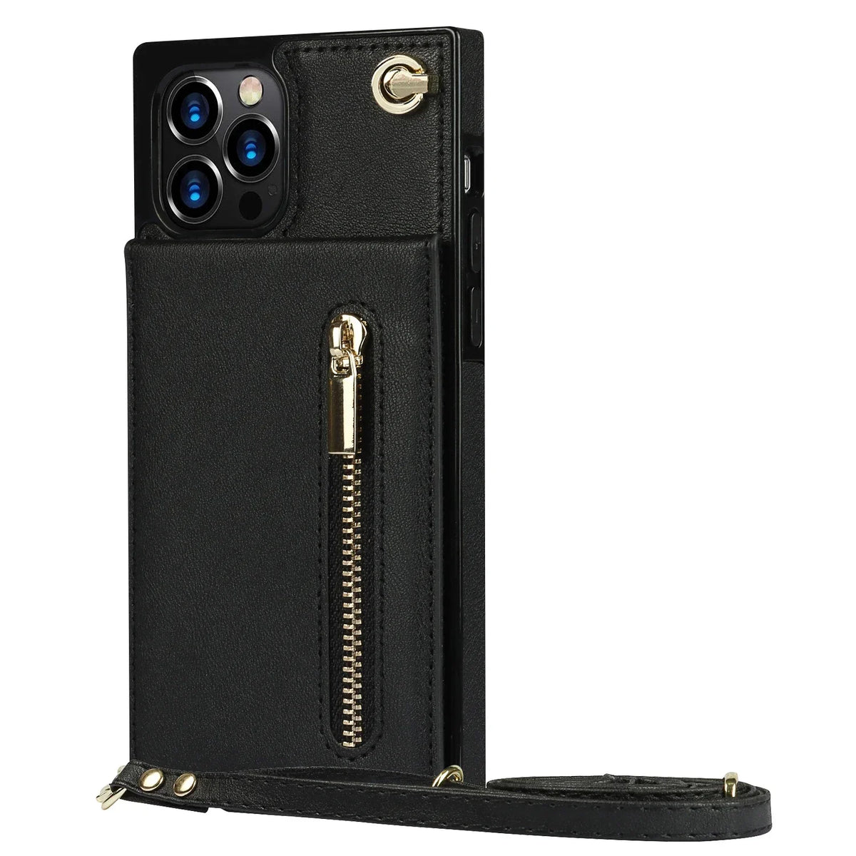 Zipper Wallet for IPhone 17 Air 16 16E 15 14 13 12 11 Pro Max Plus Case with Card Holder Lanyard Strap Crossbody Leather Cover