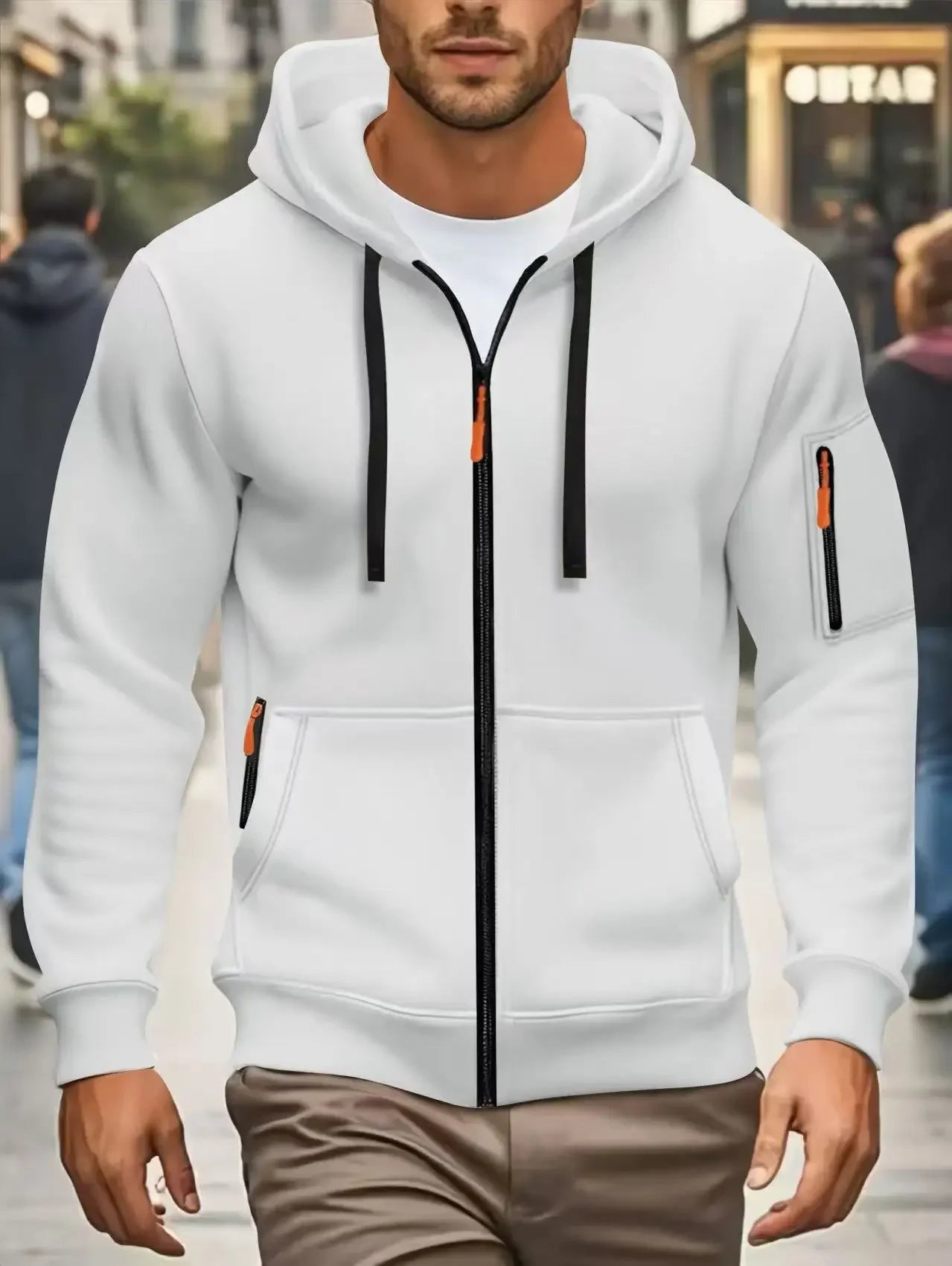 Men Autumn and Winter New Hoodies Long Sleeve Sweatshirt Pocket Zipper Design Hooded Sweatshirt Men Sportswear Casual Jacket