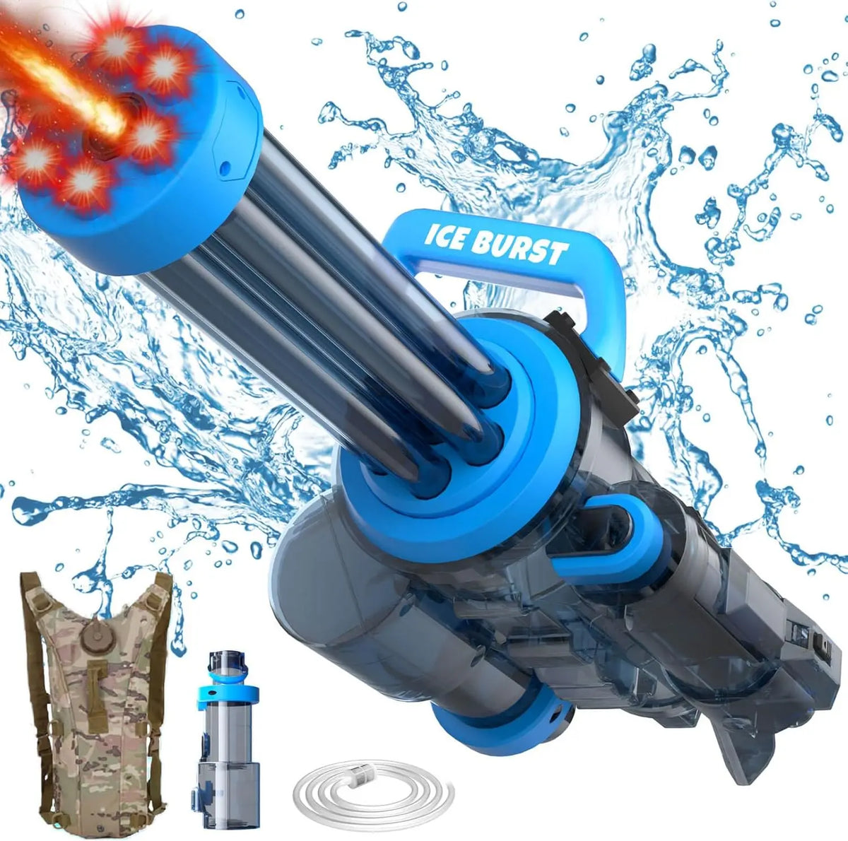 2025 The Strongest Gatling Electric Water Gun Toy, Summer Beach Pool Battle Light Shooting Water Gun Boy Adult Children Gifts