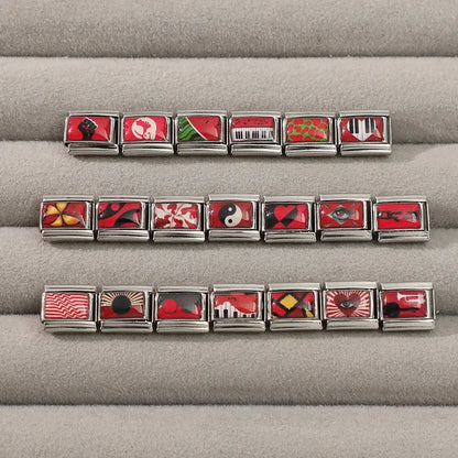 Wholesale Fashion Personalized DIY Red Color Italian Charm Bracelet Watermelon Tomato Bead 9mm Bracelet Stainless Steel Jewelrys