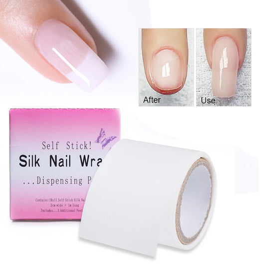 1 Roll of Nail Repair Fiberglass Filament with Adhesive, Strong Protection and Reinforcement, White Sticker for Repairing Damaged Nails