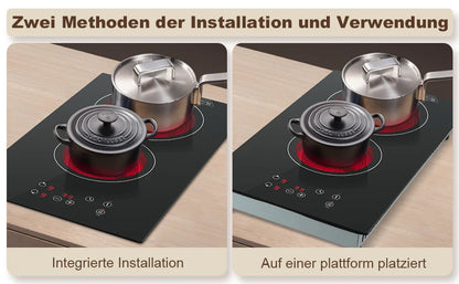 KICHPOWER 2 Plate with Plug Touch Control Glass Ceramic Hob
