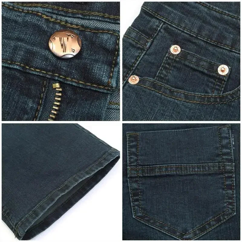 Male Bell Bottom Denim Trousers Slim Black Boot Cut Jeans Men's Clothing Casual Business Flares Pants