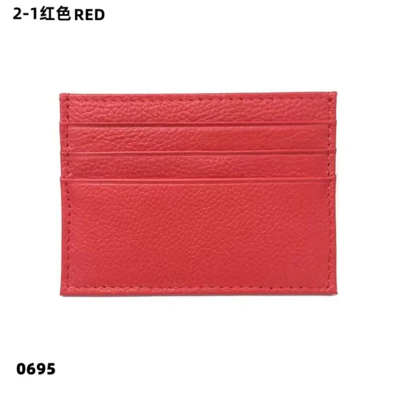 Custom Company Logo Cowhide Card Holder Woman Man Fashion Slim Mini Card Bag Genuine Leather Engrave Name Luxury Casual Purse