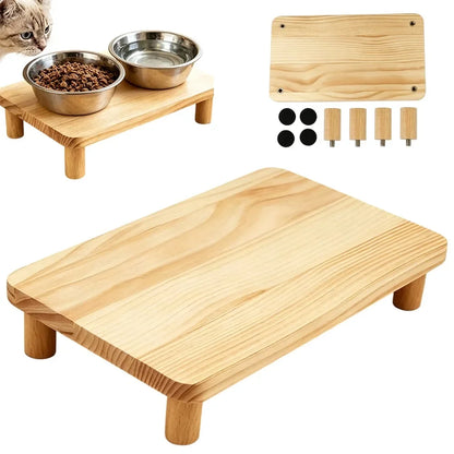 Cat Feeder with Raised, Non-slip, and Stable Base; Compatible with Automatic Feeders; Elevating Stand To Protect The Neck; Home Feeding Table with Non-slip Mat.