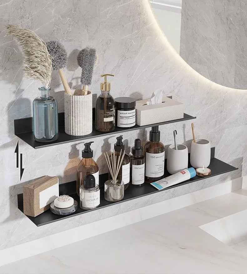Toilet No Drilling Shelving Wall Mounted Shelf Space Aluminum Vanity Mirror Front Storage Shelves Organizer Bathroom Accessories