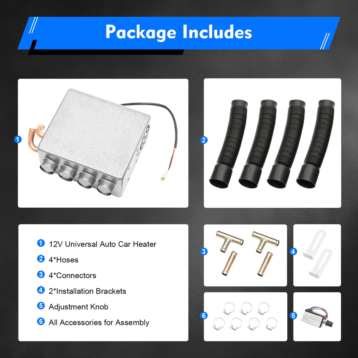 12V 4-in-1 Car Heater with Defogger Defroster Fan, Energy Efficient Auxiliary Heating & Ventilation for Trucks Vehicles