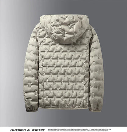 Winter white down jacket men's graphene self heating windproof pleated hooded down jacket casual warm down jacket men's coat