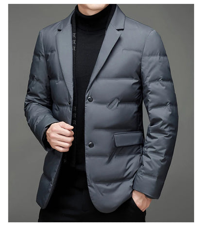 Winter New Style 90 White Duck Down Men's High-End Quality Scarf Collar Casual Suit Jacket