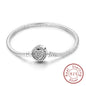 Bracelet Original 925 Sterling Silver Charm Bracelet 17-20CM Love Heart Pave Zirconia Bracelet for Women DIY Charm Jewelry Gifts