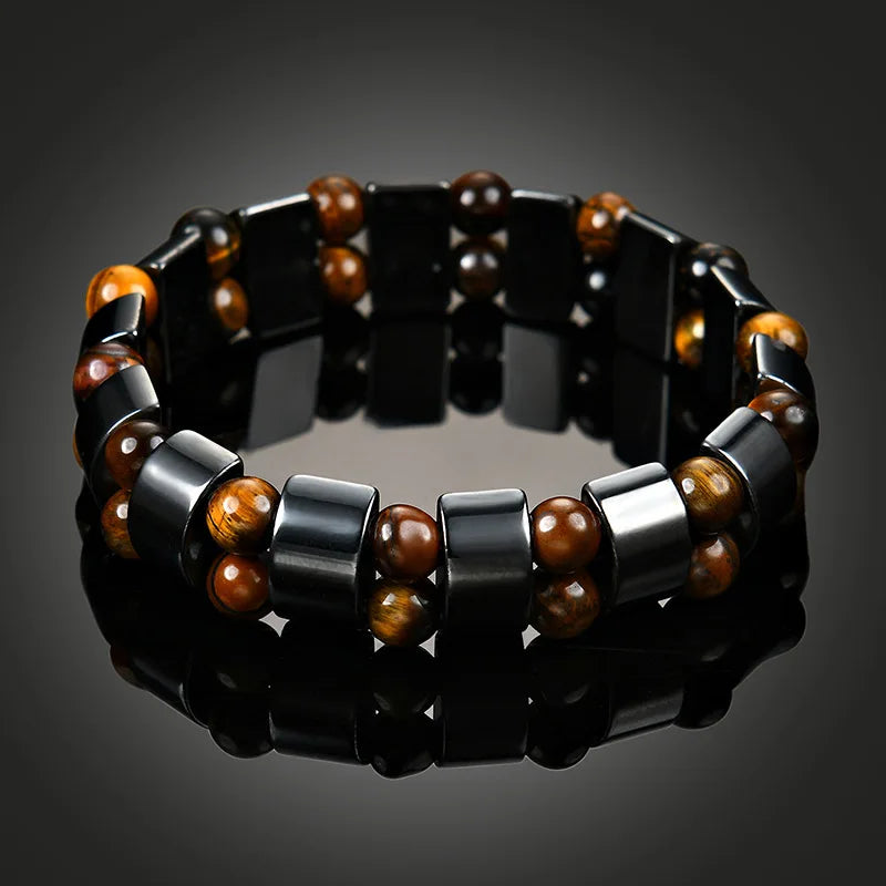 Hot selling men's tiger eye stone bracelet men's bracelet fashion bead black stone elastic bracelet