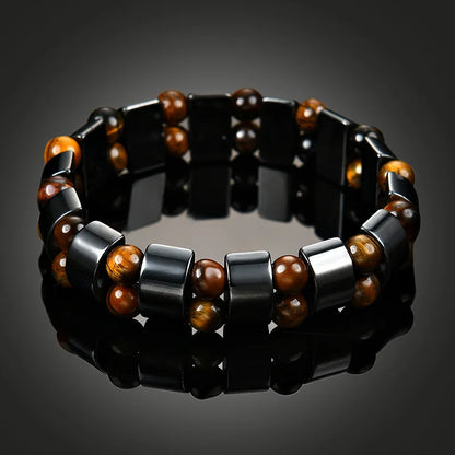 Hot selling men's tiger eye stone bracelet men's bracelet fashion bead black stone elastic bracelet