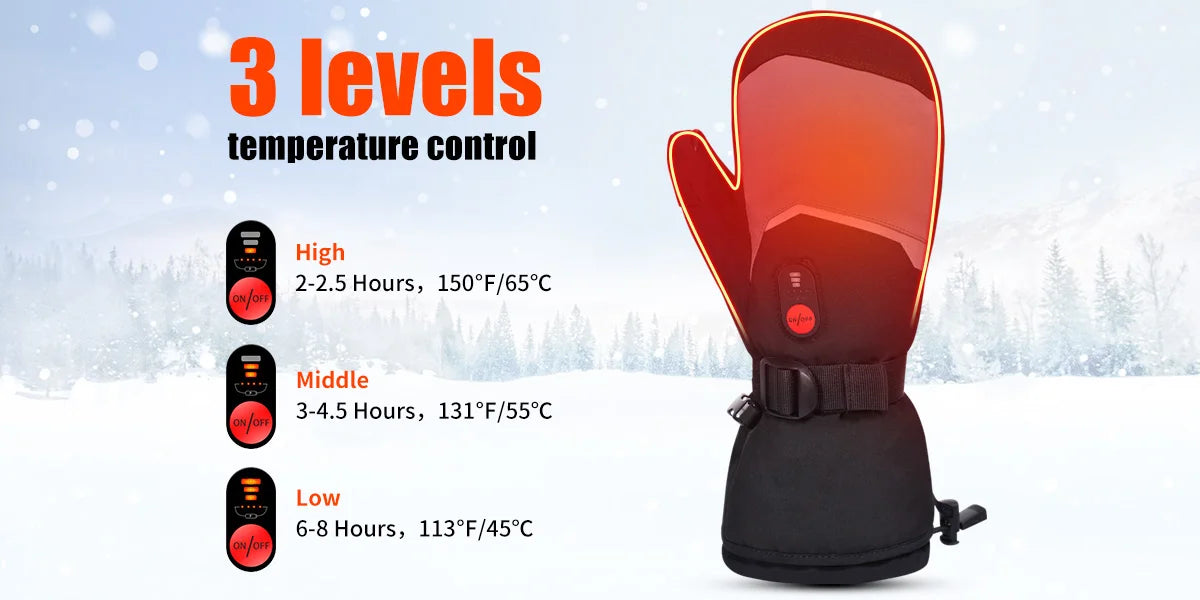 Heated Gloves For Winter 7.4V Rechargeable Battery Powered Electric Heating Hand Warmer Skiing Glove For Fishing Skiing Cycling