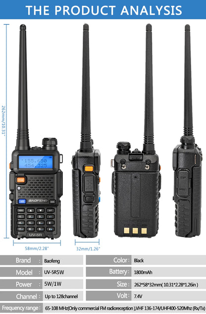 1/2PCS Baofeng UV 5R 5W 8W Walkie Talkie Portable Ham CB Radio Dual Band VHF UHF FM Transceiver Two Way Radio UV82 S9 K5 Plus